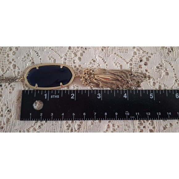 EUC Kendra Scott Rayne Long Pendant Necklace in Dark Blue - Picture 9 of 11